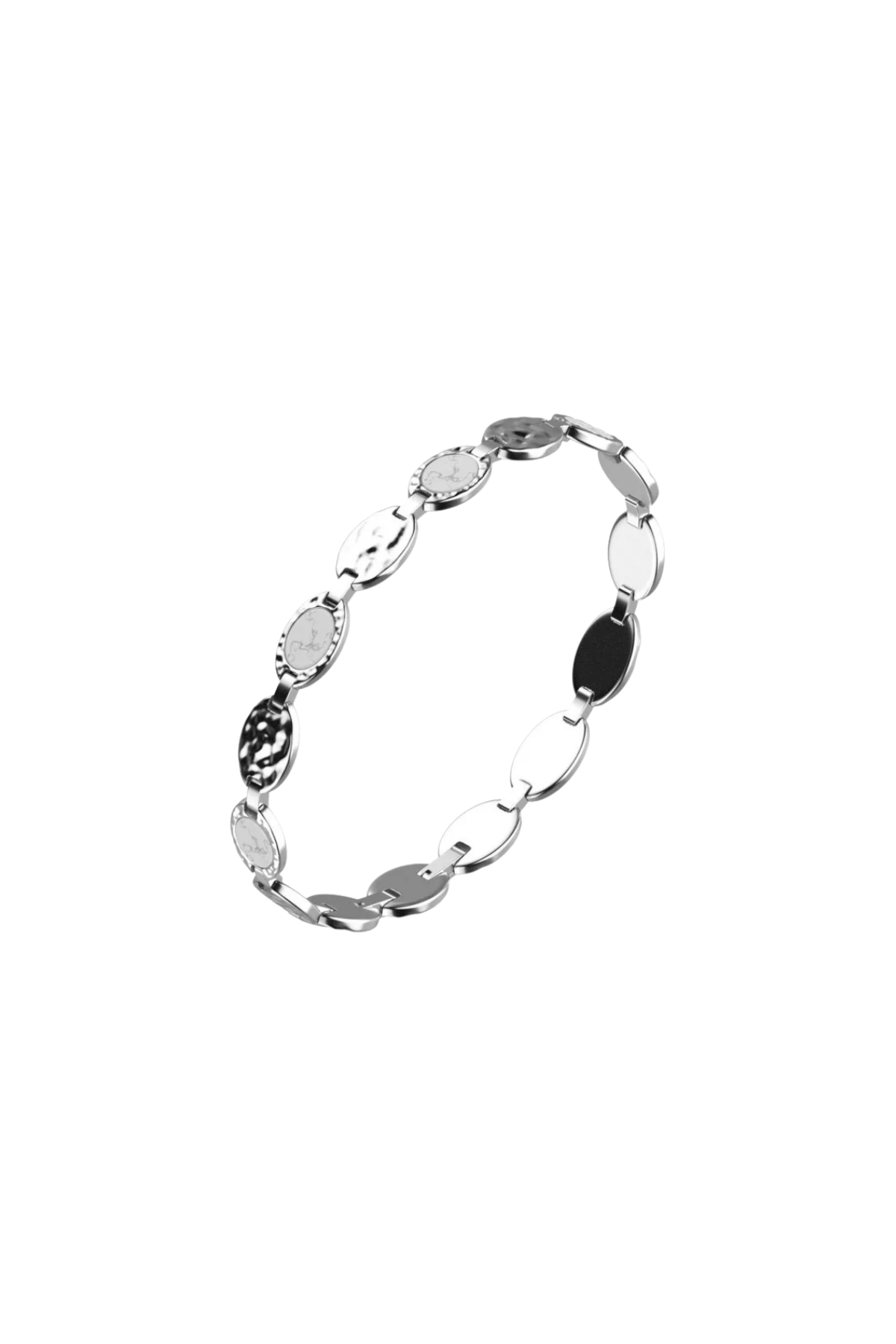 BIKKEMBERGS - BRACCIALE HAMMER IN ACCIAIO E INSERTI IN AGATA BIANCA