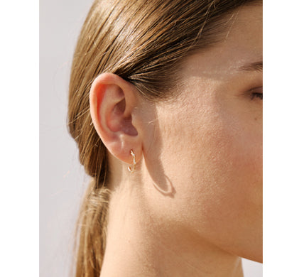 LE CARRE' - ORECCHINI CERCHI BAMBU ORO GIALLO E DIAMANTI