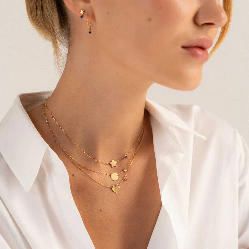 COLLANA ARGENTO DORATO CERCHIO CON ZIRCONE BIANCO
