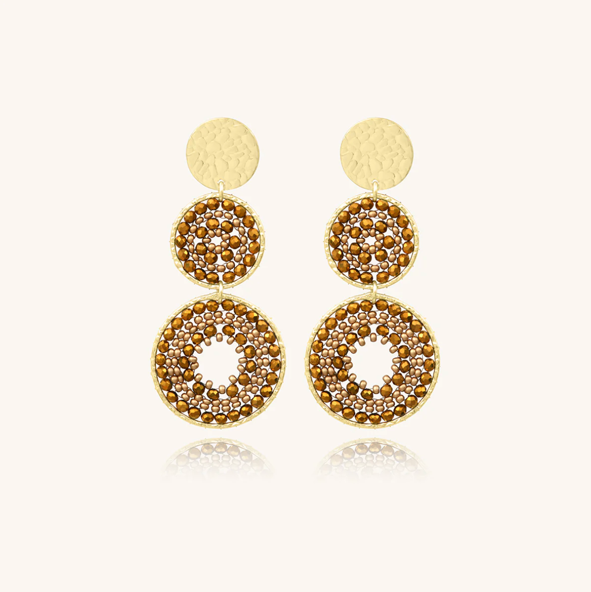 SANTIBE' - ORECCHINI SEVILLANA CERCHI IN OTTONE E ZIRCONI CHAMPAGNE BRONZO