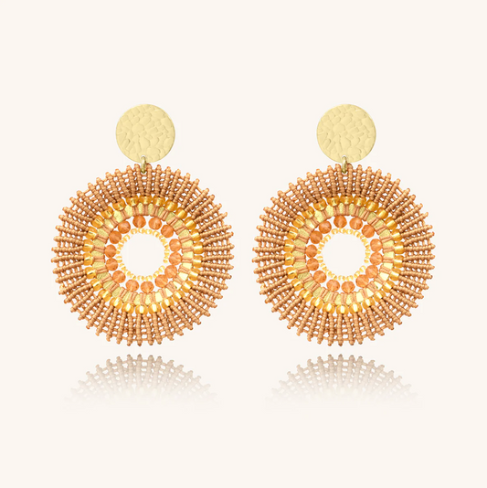 SANTIBE' - MAXI ANDES EARRINGS IN BRASS AND BEIGE BRONZE ZIRCONIA