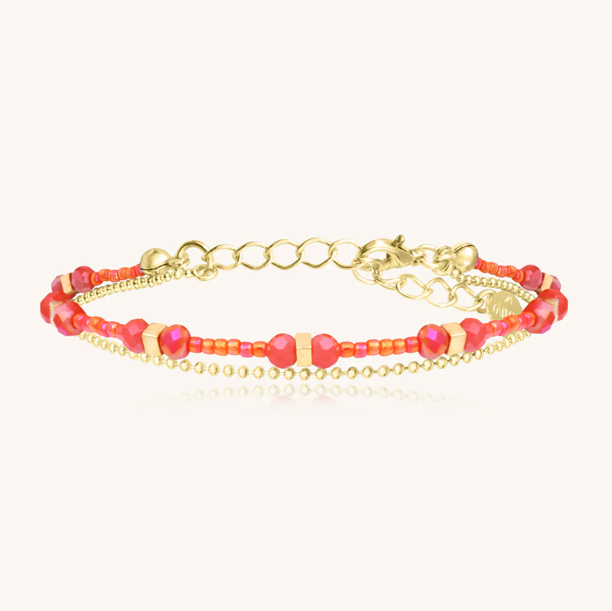 SANTIBE' - BRACCIALE DIVINE IN OTTONE E PERLINE CORALLO