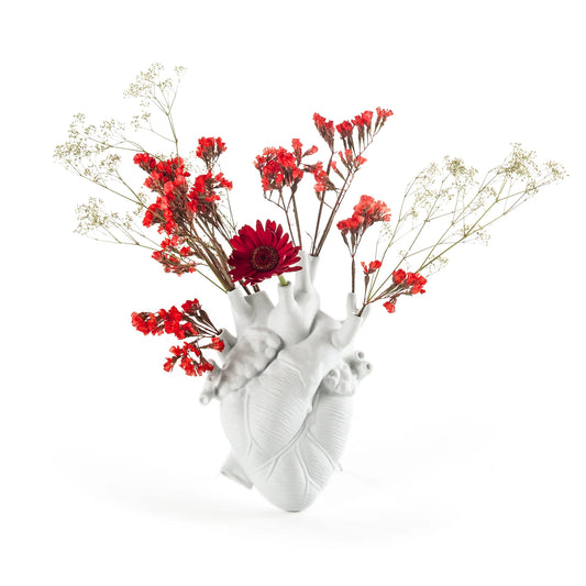 SELETTI - CUORE VASO PORCELLANA BIANCA LOVE IN BLOOM