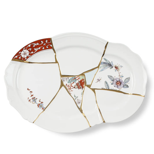 SELETTI - VASSOIO IN PORCELLANA KINTSUGI 42X29X3CM