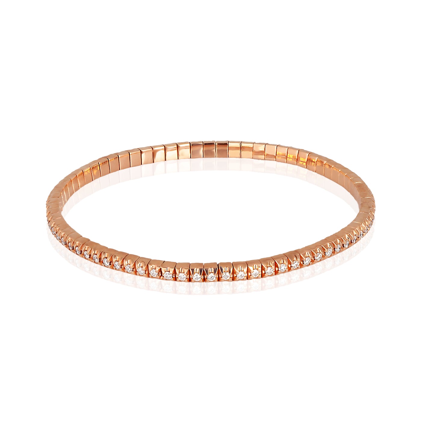 MANO J - TENNIS ELASTICO ORO ROSE' E DIAMANTI BIANCHI