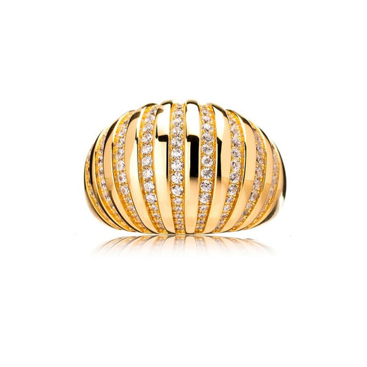 981 - ANELLO REGOLABILE LUXURY RAY ARGENTO DORATO E ZIRCONI