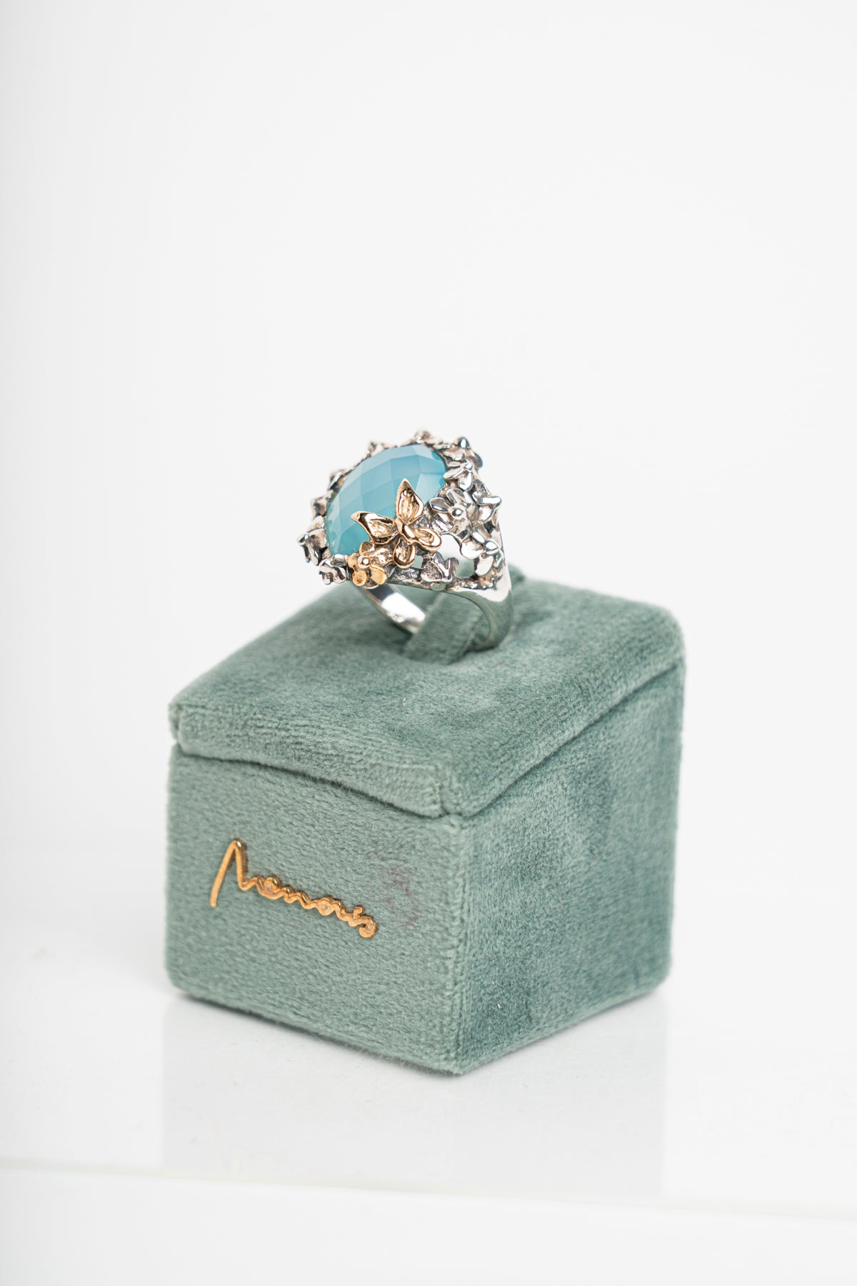 NEMORIS - ANELLO IN ARGENTO CON AGATA AZZURRA