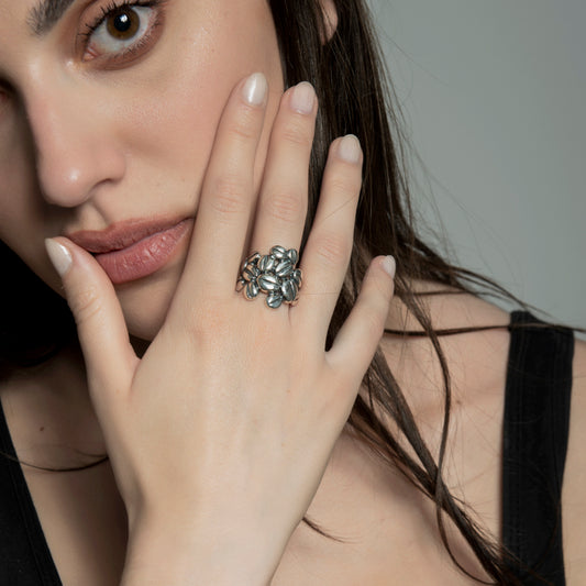 ANELLO CHICCHI DI CAFFE' IN ARGENTO