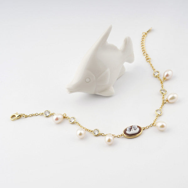 CAMEO ITALIANO - BRACCIALE ARIANNA CON CAMEO CON FIORE