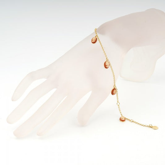 CAMEO ITALIANO - BRACCIALE COLIBRI CON TESTE IN CAMEO PENDENTI