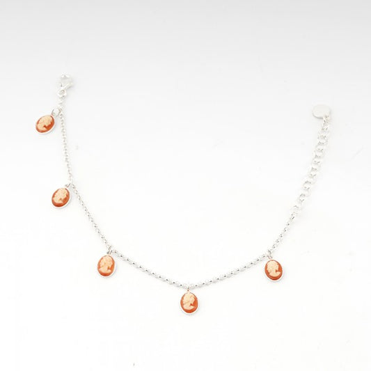 CAMEO ITALIANO - BRACCIALE COLIBRI CON TESTE IN CAMEO PENDENTI