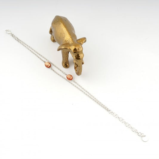 CAMEO ITALIANO - BRACCIALE COLIBRI CON TESTE IN CAMEO