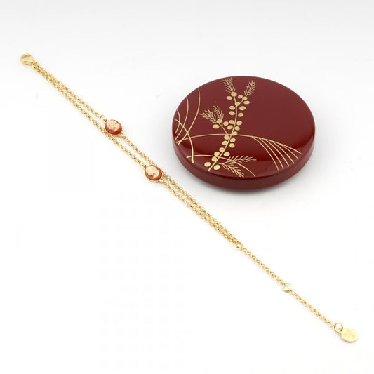 CAMEO ITALIANO - BRACCIALE COLIBRI CON TESTE IN CAMEO