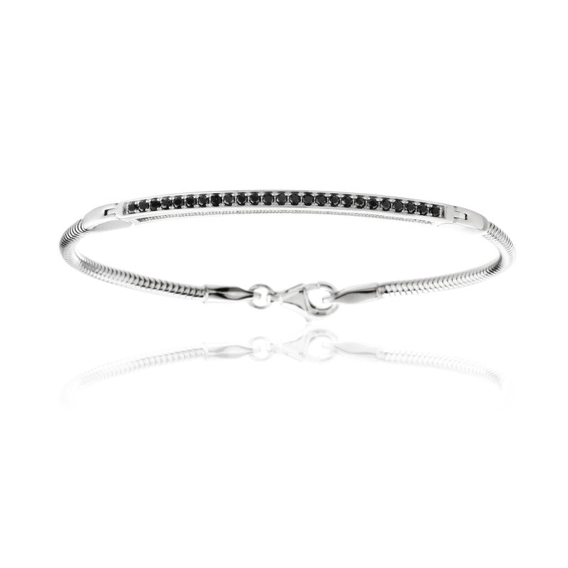 981 - BRACCIALE MOMENTIARGENTO E ZIRCONI NERI