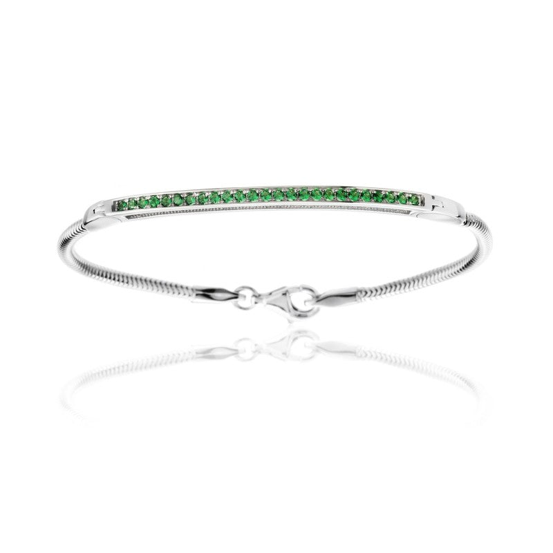 981 - BRACCIALE MOMENTIARGENTO E ZIRCONI VERDI