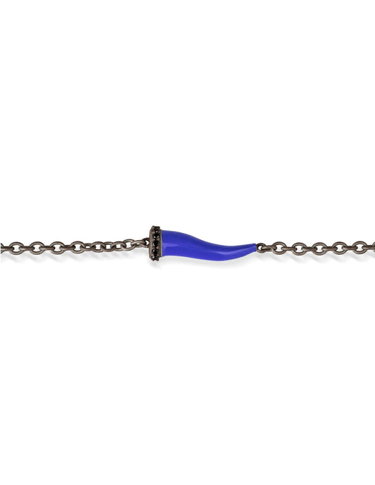 BRACCIALE CORNO BLU CON DIAMANTI NERI