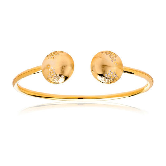 981 - BRACCIALE RIGIDO LUXURY CIRCLE ARGENTO DORATO E ZIRCONI