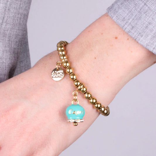 AMO CAPRI - BRACCIALE IN ACCIAIO CON CAMPANELLA TIFFANY SCRITTA CAPRI