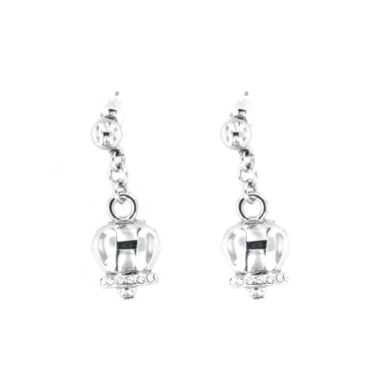 AMO CAPRI - ORECCHINI CON CAMPANELLE PENDENTI RODIO E CRISTALLI