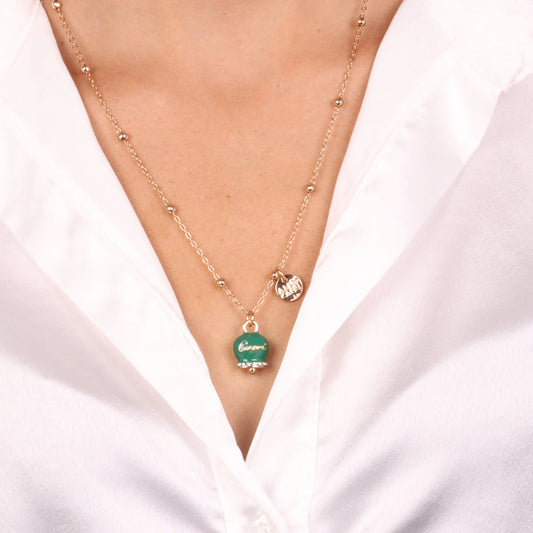 COLLANA IN METALLO DORATO CAMPANELLA VERDE