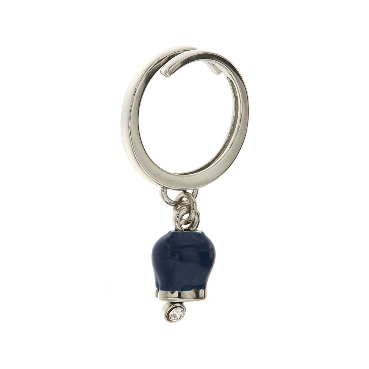 AMO CAPRI - ANELLO METALLO CON CAMPANELLA MINI SMALTO BLU E PUNTO LUCE