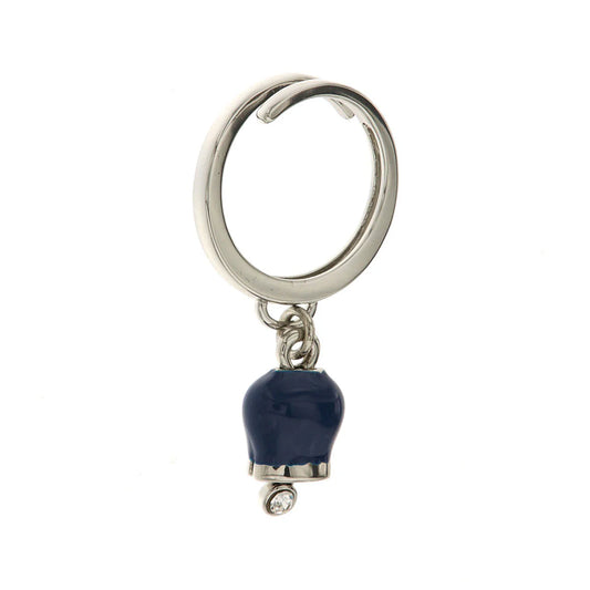 AMO CAPRI - ANELLO METALLO CON CAMPANELLA MINI SMALTO BLU E PUNTO LUCE