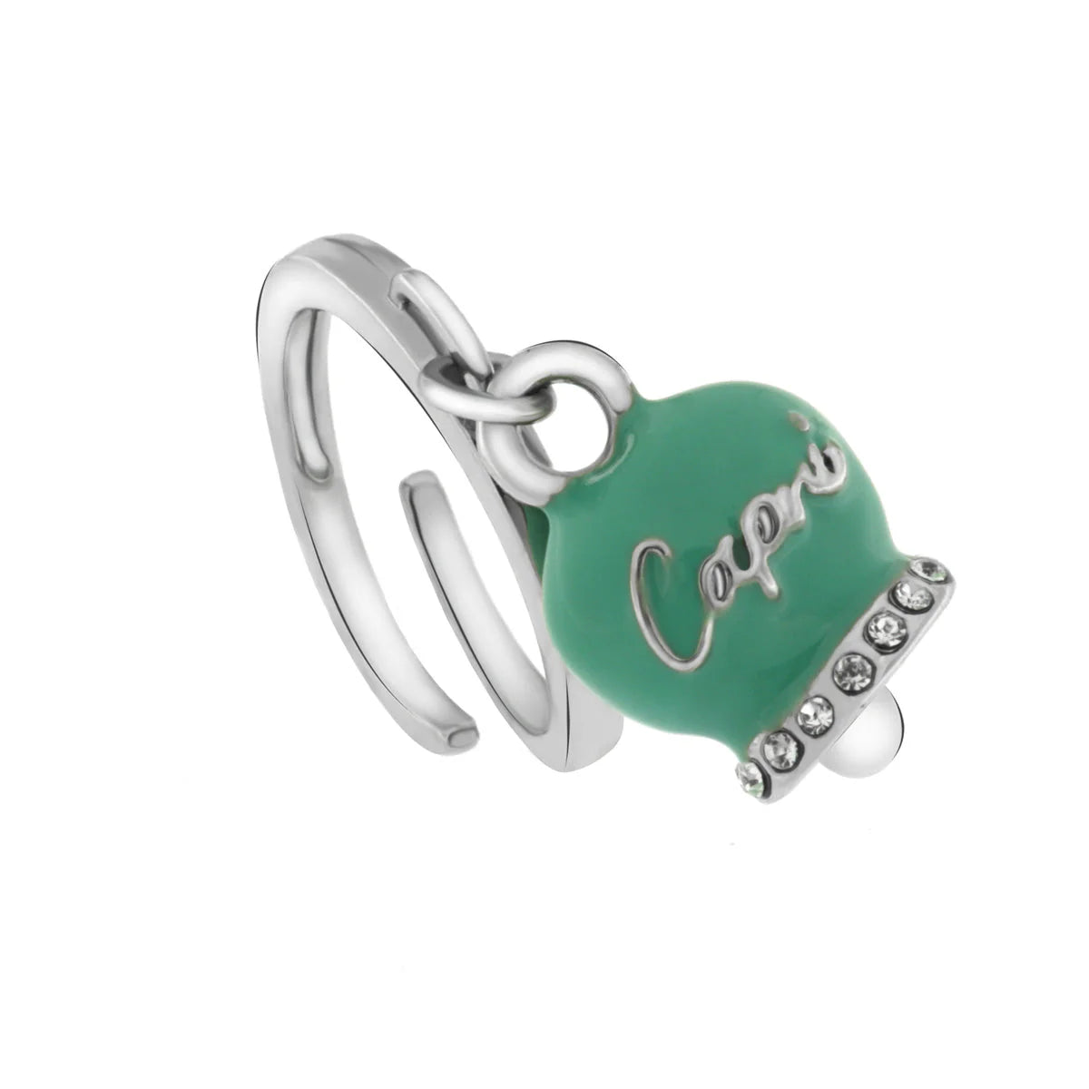 AMO CAPRI - ANELLO METALLO CON CAMPANELLA SMALTO TIFFANY E CRISTALLI