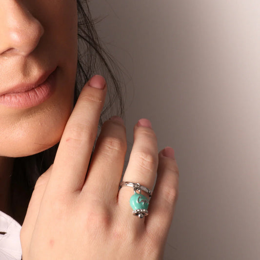 AMO CAPRI - ANELLO METALLO CON CAMPANELLA SMALTO TIFFANY E CRISTALLI