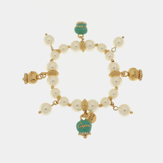 AMO CAPRI - BRACCIALE ELASTICO CON PERLE E CAMPANE GRANDI TIFFANY
