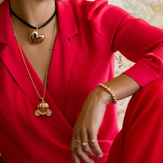 COLLANA LUNGA CON CIONDOLO CARROZZA ARGENTO DORATO