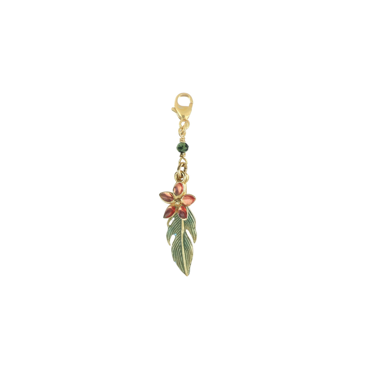 MAMAN ET SOPHIE - CHARM ARGENTO DORATO CON PIUMA E FIORE