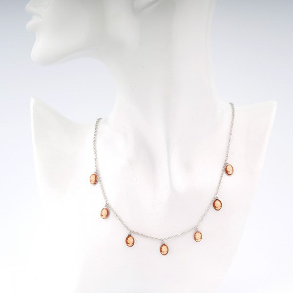 CAMEO INTALIANO - COLLANA COLIBRI' CON CAMEI PENDENTI ARGENTO RODIO