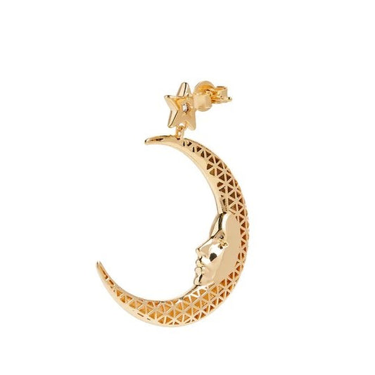 VALENTINA FERRAGNI - ORECCHINI MONO LUNA ARGENTO DORATO