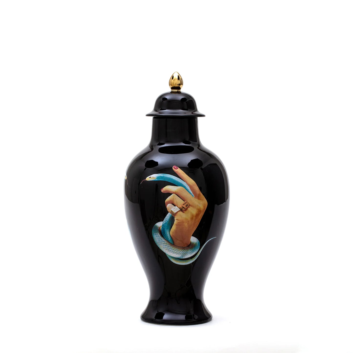 VASO NERO E ORO HANDS WITH SNAKES