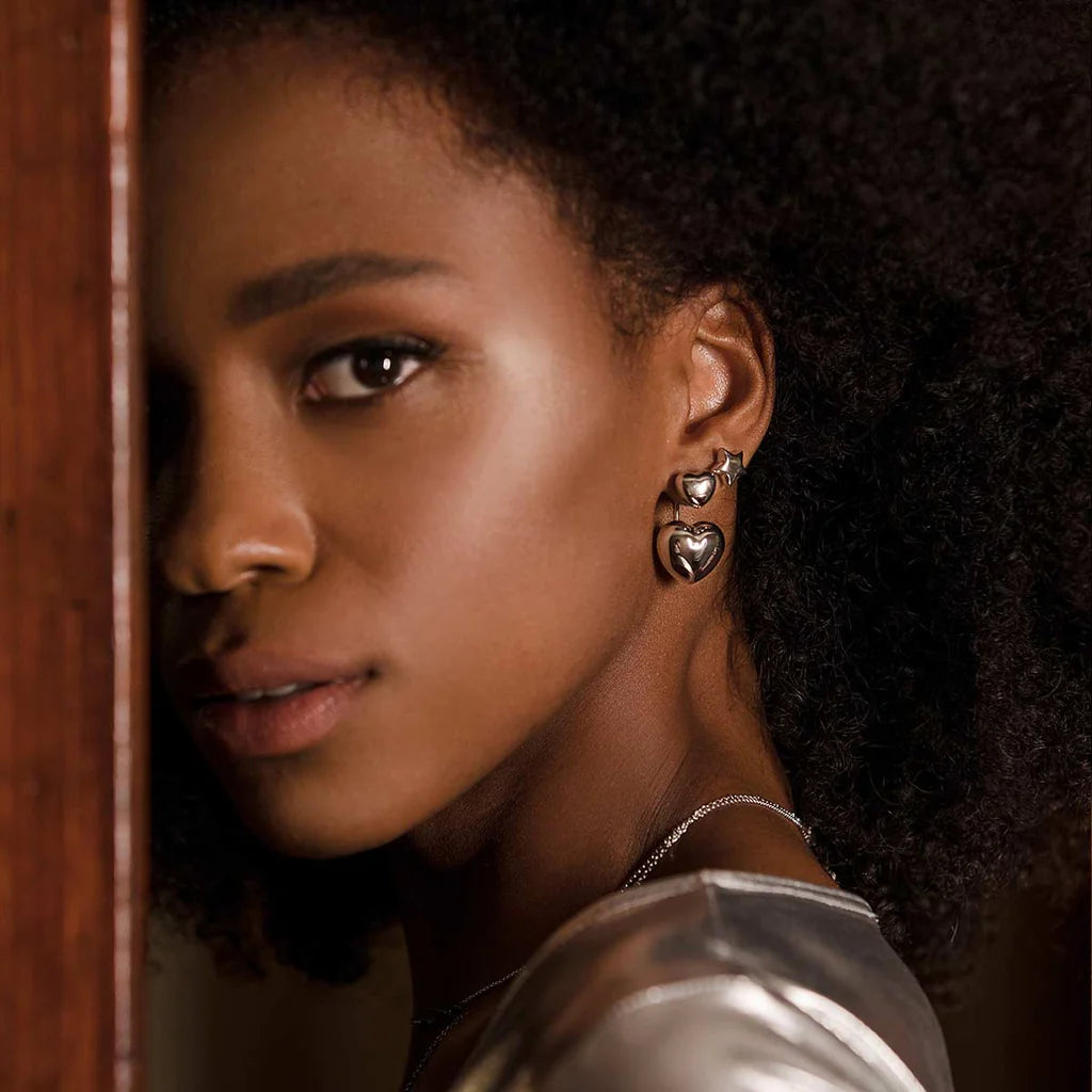 ORECCHINI ARGENTO RODIO LOBO STELLA ELETTROFORMATA