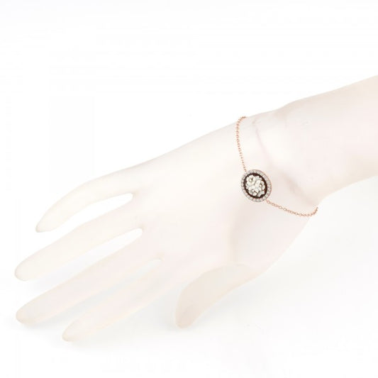 CAMEO ITALIANO - BRACCIALE LUCI CON CAMEO CENTRALE FIORI E ZIRCONI BIANCHI