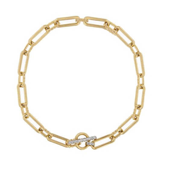 COLLANA GIROCOLLO CATENA ARGENTO DORATO CON ZIRCONI