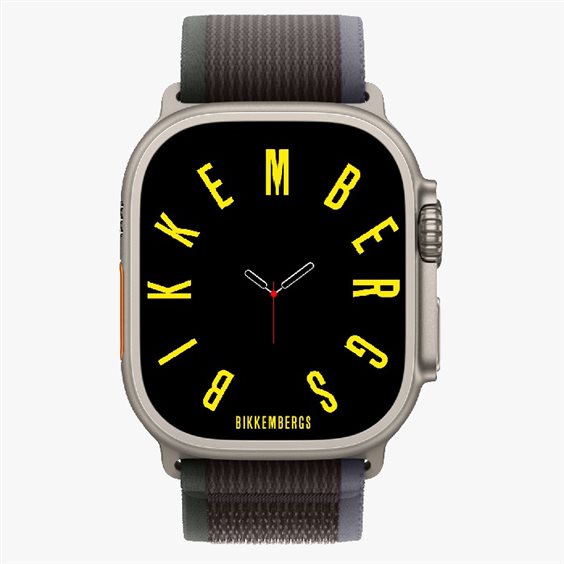 BIKKEMBERGS - OROLOGIO SMARTWATCH NERO TESSUTO ELASTICO BORDI GRIGIO E VERDE