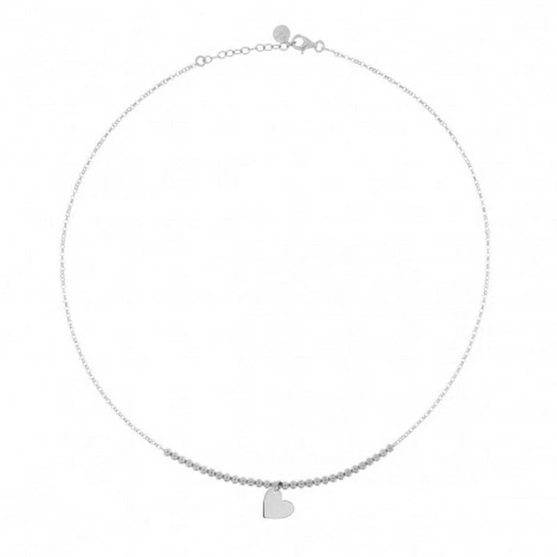 COLLANA GIROCOLLO ARGENTO CON CUORE PENDENTE E SFERE
