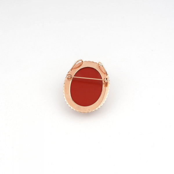 SPILLA CAMEO RAFFAELLO CON ROSA BASE ROSSA