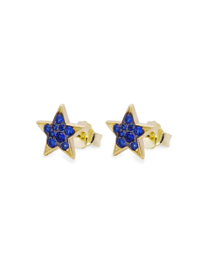 ORECCHINI STELLA ARGENTO DORATO E ZIRCONI BLU