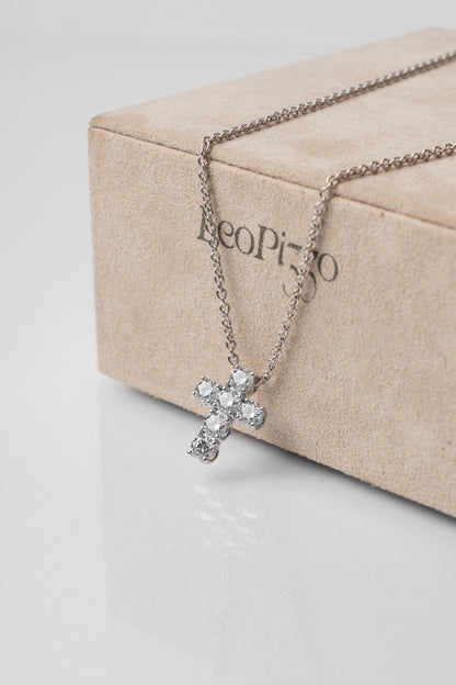 LEO PIZZO - COLLANA CROCE IN DIAMANTI E ORO BIANCO