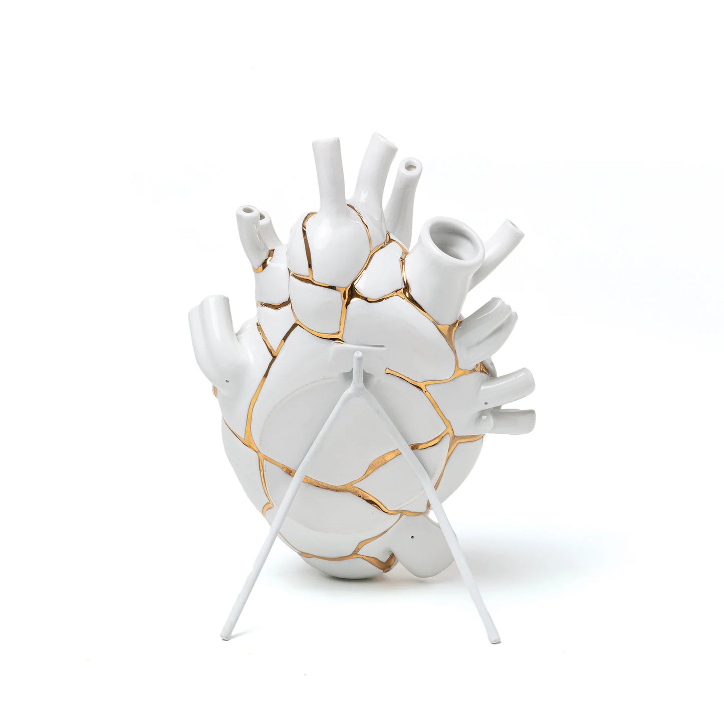 SELETTI - CUORE VASO IN PORCELLANA KINTSUGI CON ORO 24 KT