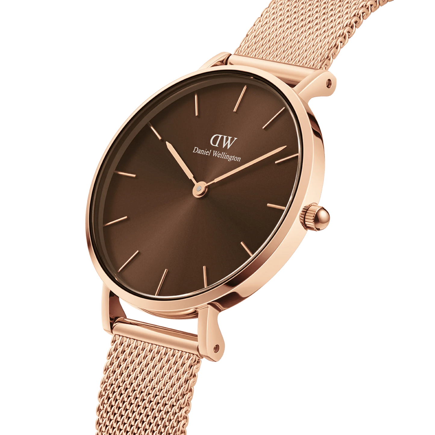 OROLOGIO PETITE AMBER ROSE GOLD 36MM ACCIAIO ROSE' QUADRANTE CIOCCOLATO MAGLIA MILANO