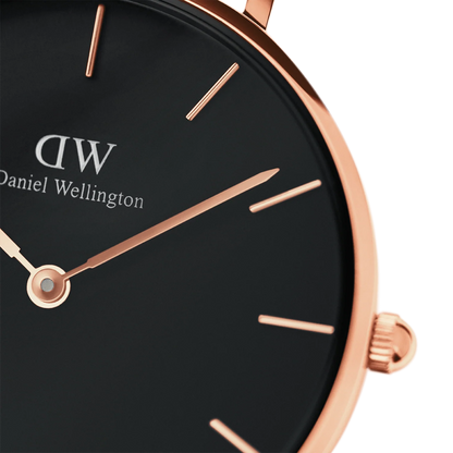OROLOGIO PETITE SHEFFIELD 28MM CINTURINO PELLE NERO CASSA ACCIAIO ROSE' QUADRANTE NERO