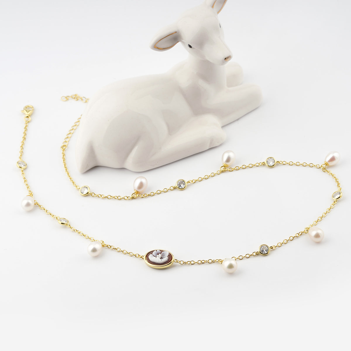 CAMEO ITALIANO - COLLANA ARIANNA FIORE E PERLE