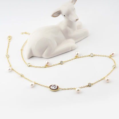 CAMEO ITALIANO - COLLANA ARIANNA FIORE E PERLE