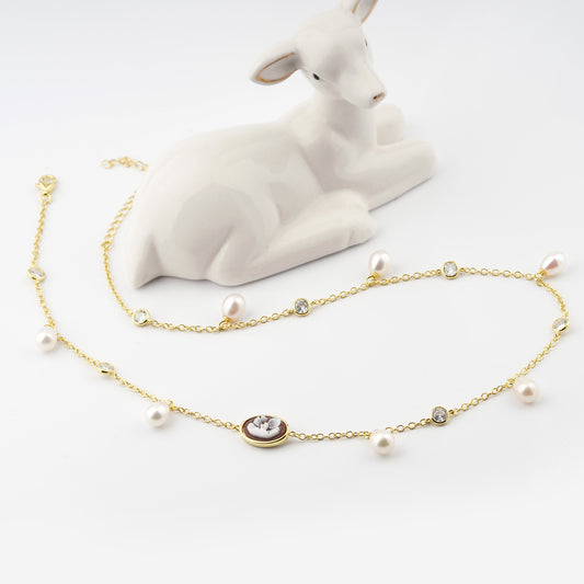 CAMEO ITALIANO - COLLANA ARIANNA FIORE E PERLE