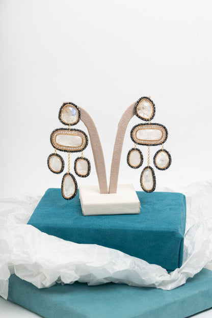 SICYLUI - ORECCHINI PENDENTI CON LABRADORITE E ZIRCONI