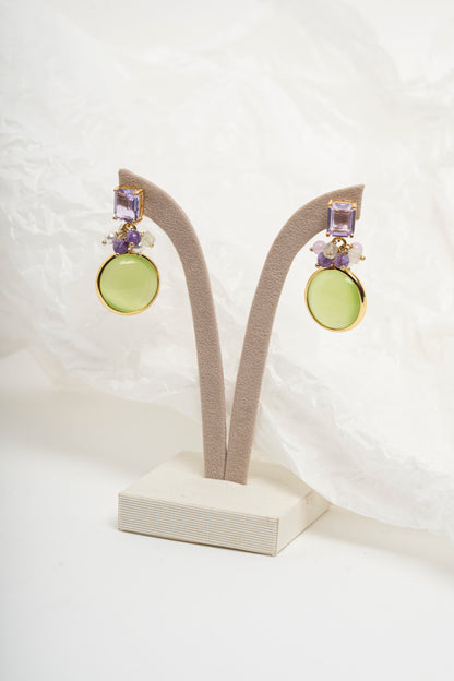 SICYLUI - ORECCHINI GIADA VERDE E VIOLA